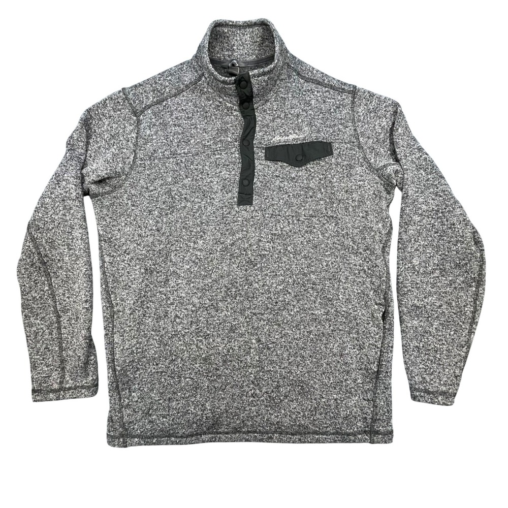 Eddie Bauer Grey Marled Quarter Snap Fleece Pullover Mens Tall XL